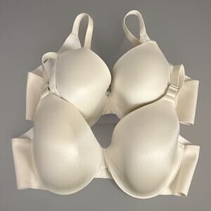 Soma Vanishing Back Full Coverage 38C Bra Lot of 2 Cream Satin Lined Underwire